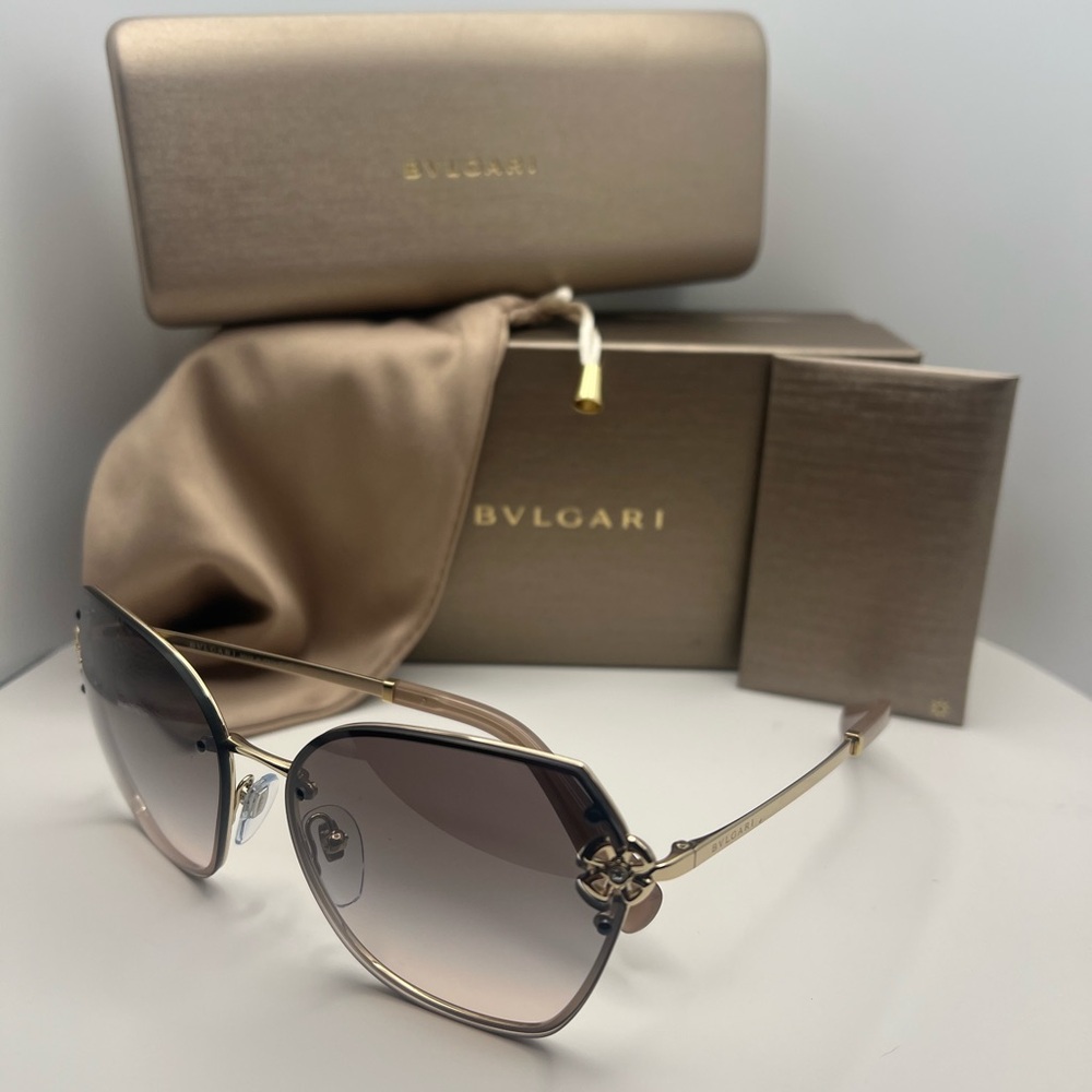 Bulgari Women's Gold and Brown Sunglasses